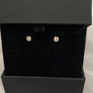 Delicate Gold-Tone Cubic Zirconia Stud Earrings - Women Jewelry